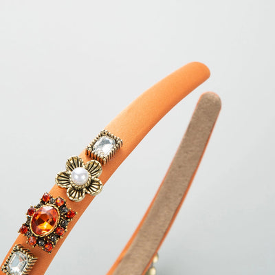 elegant luxurious pearl flower alloy cloth inlay rhinestones pearl hair band