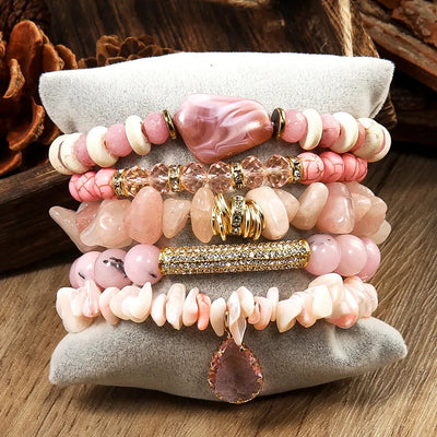 Retro Geometric natural stone Beaded Chain Bracelets In Bulk