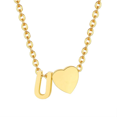 Jewelry Simple Style Commute Letter Heart Shape 201 Stainless Steel Plating Pendant Necklace