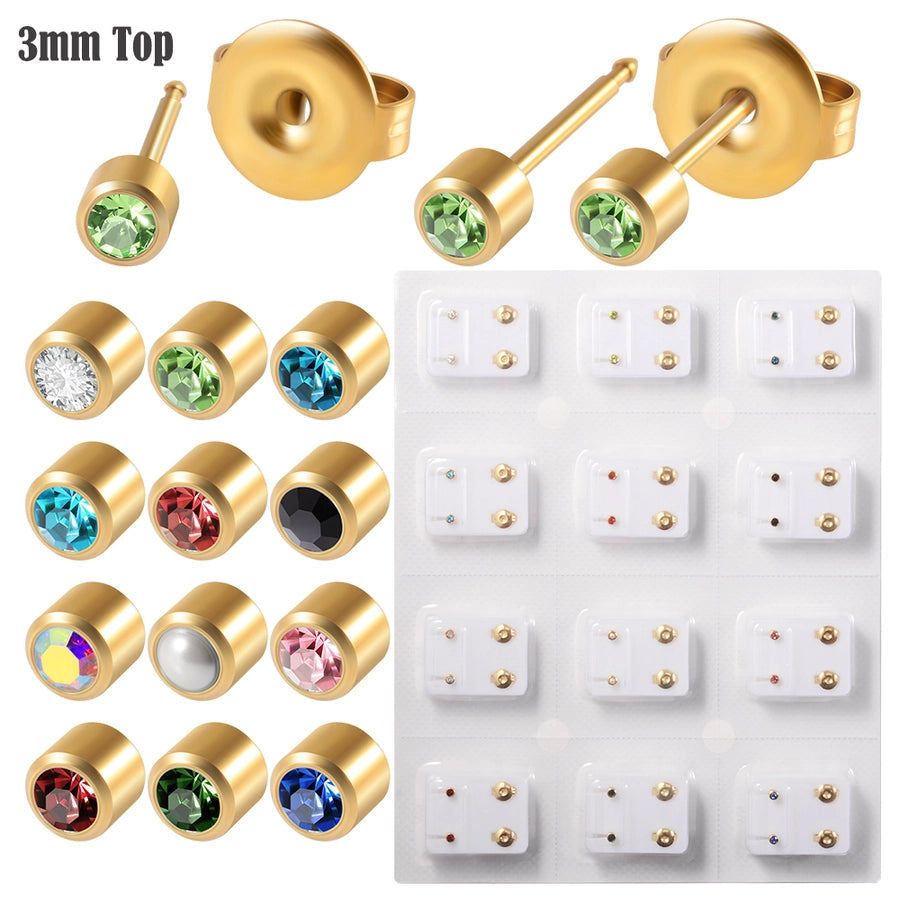 1 Piece Casual Classic Style Solid Color Plating 304 Stainless Steel Zircon 24K Gold Plated Stainless Steel Earrings