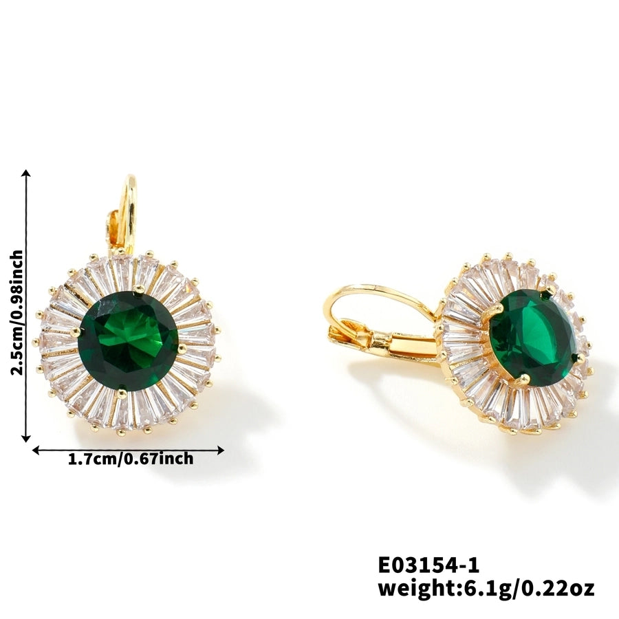 1 Pair Glam Shiny Korean Style Round Inlay Copper Zircon K Gold Plated Rhodium Plated Ear clip