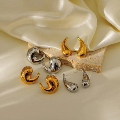 1 Pair IG Style Water Droplets 304 Stainless Steel Ear Studs