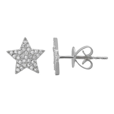 1 Pair IG Style Star Chain Inlay Copper Zircon Gold Plated Ear Studs