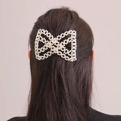 Women's Simple Style Solid Color Plastic Resin Beaded Insert comb