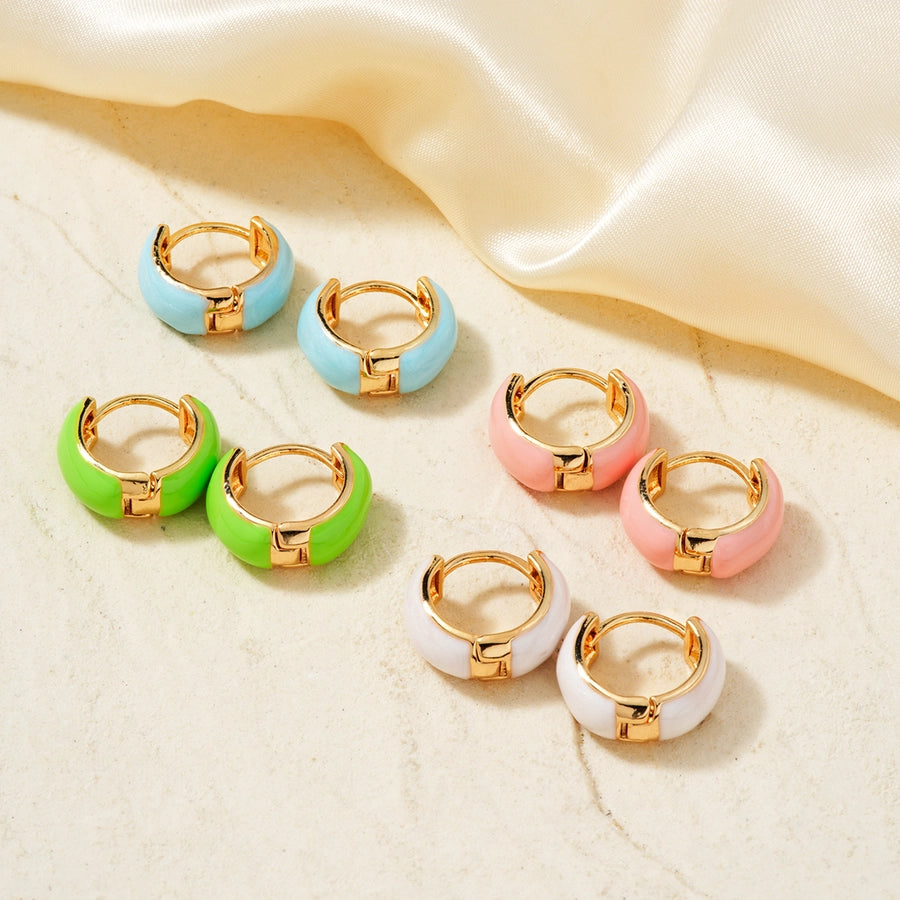 1 Pair Elegant Simple Style Shiny Round Inlay Copper Resin K Gold Plated Earrings