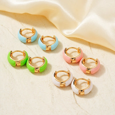 1 Pair Elegant Simple Style Shiny Round Inlay Copper Resin K Gold Plated Earrings