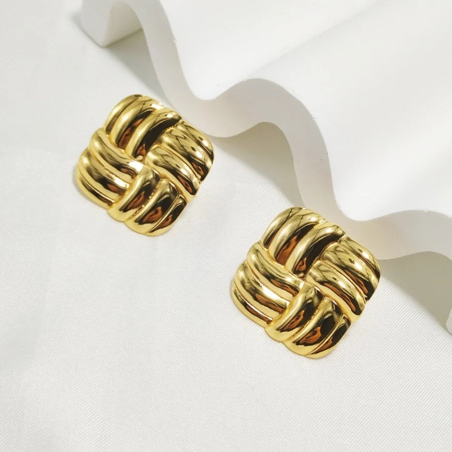 1 Pair Elegant Simple Style Commute Stripe Side Stripe 304 Stainless Steel 18K Gold Plated Ear Studs
