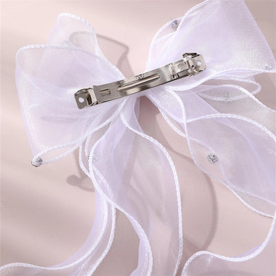 women's sweet solid color bow knot cloth hair clip
