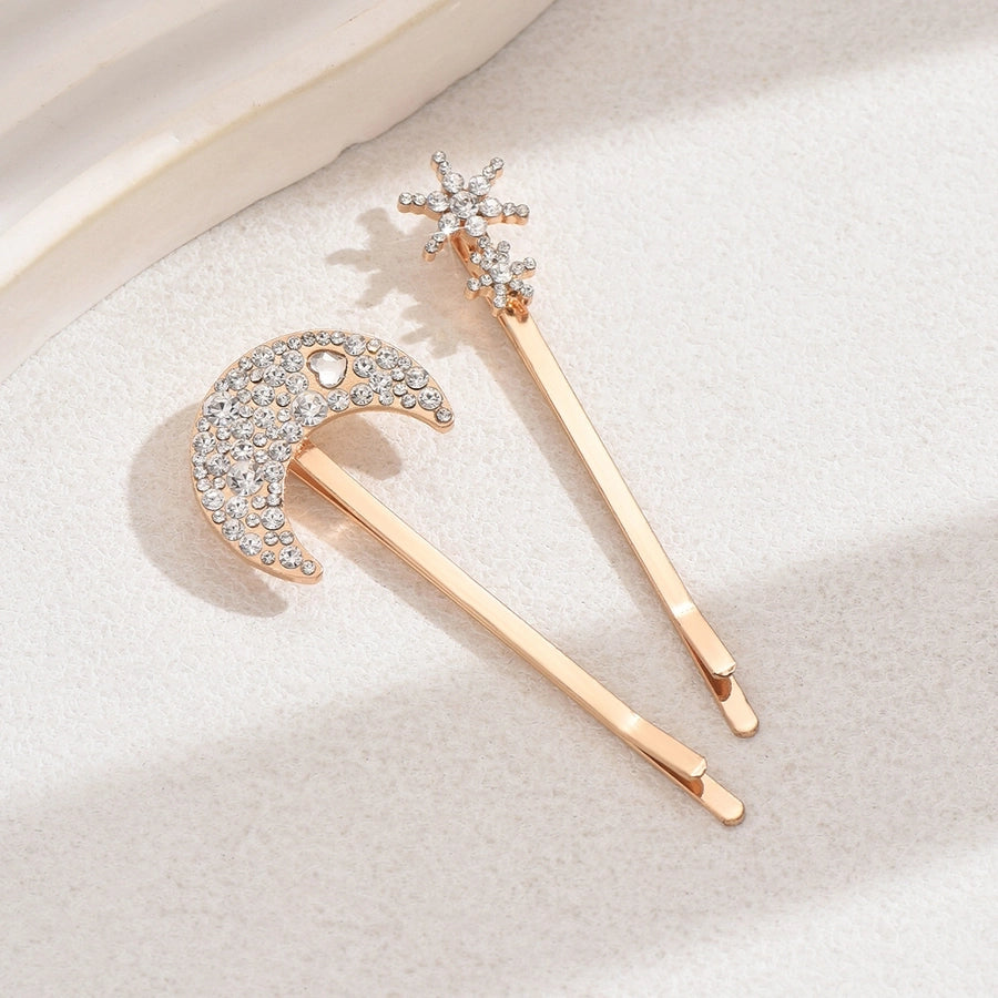 Europe and America  Hair Accessories Alloy Diamond Star Moon Barrettes Diamond Pin Snowflake Barrettes Suit
