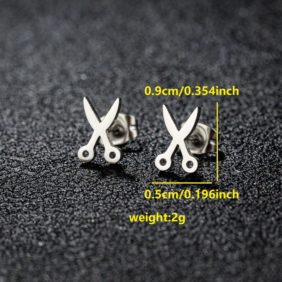 1 Set Sweet Simple Style Scissors Polishing 304 Stainless Steel 18K Gold Plated Ear Studs