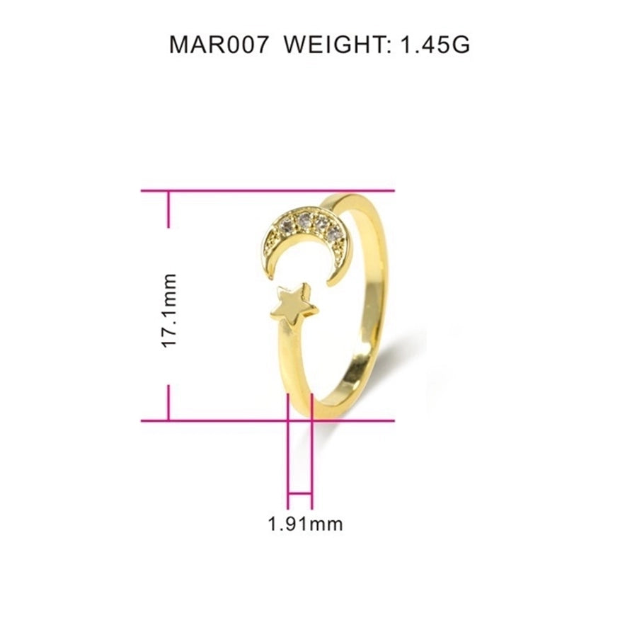 Copper Zircon Star Moon Zircon Open Rings