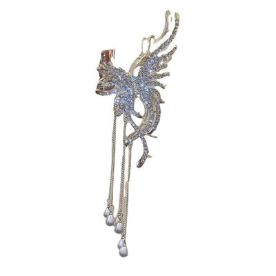 elegant fashion butterfly alloy tassel inlay artificial pearls rhinestones hair clip