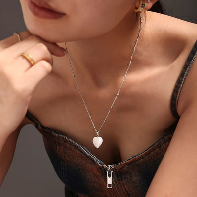 Jewelry Elegant Heart Shape 304 Stainless Steel Shell 18K Gold Plated Plating Pendant Necklace