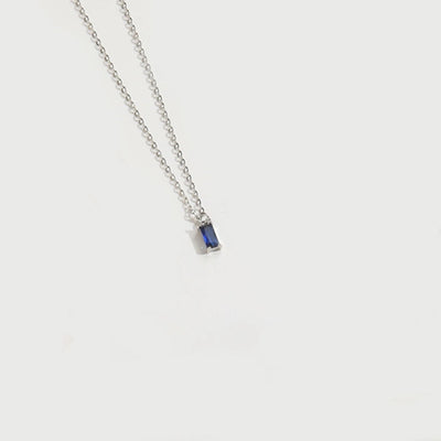 Copper 14K Gold Plated Inlay Rectangle Zircon Pendant Necklace