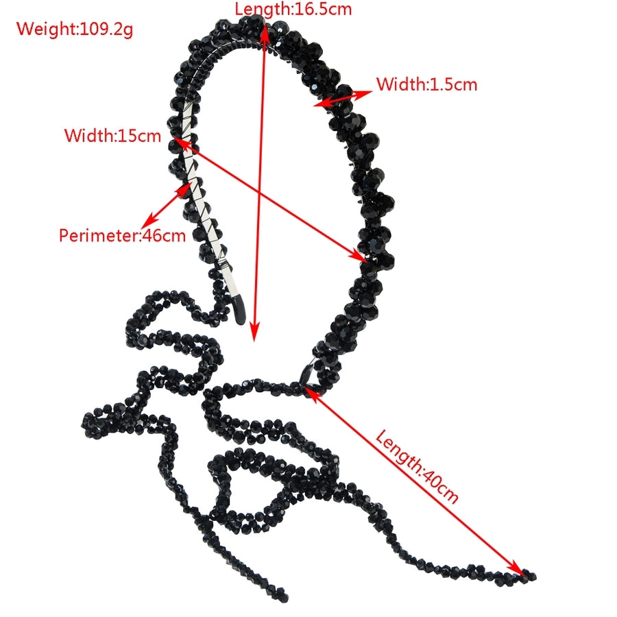 Women's Elegant Luxurious Solid Color Alloy Cloth Inlay Glass Hair Band