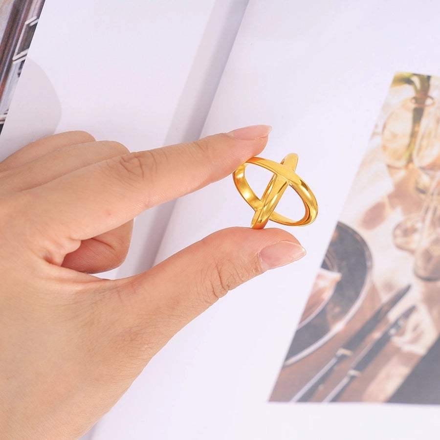 Jewelry Simple Style Classic Style Solid Color Titanium Steel 18K Gold Plated Plating Rings