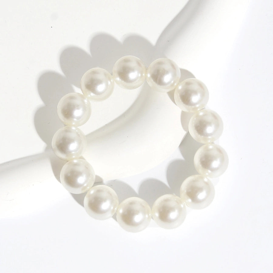 sweet solid color imitation pearl hair tie 1 piece