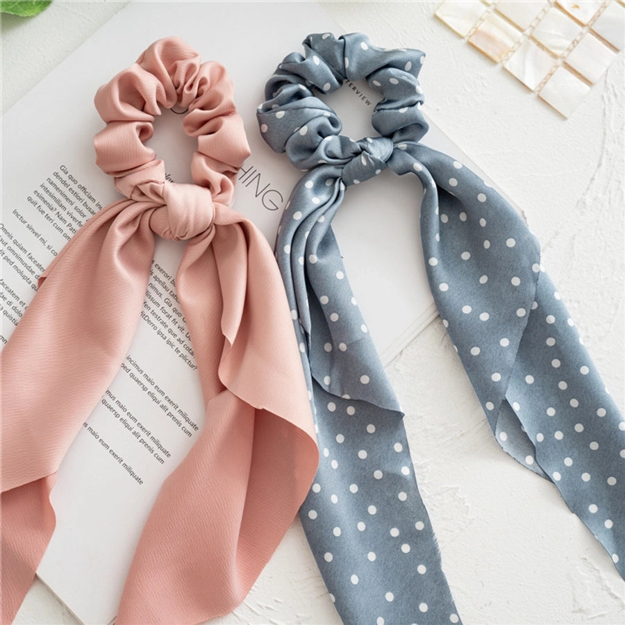 vacation polka dots solid color flower cloth floral hair tie