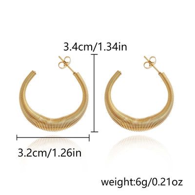 1 Pair Fairy Style Elegant Lady Round Inlay 201 Stainless Steel Rhinestones Hoop Earrings