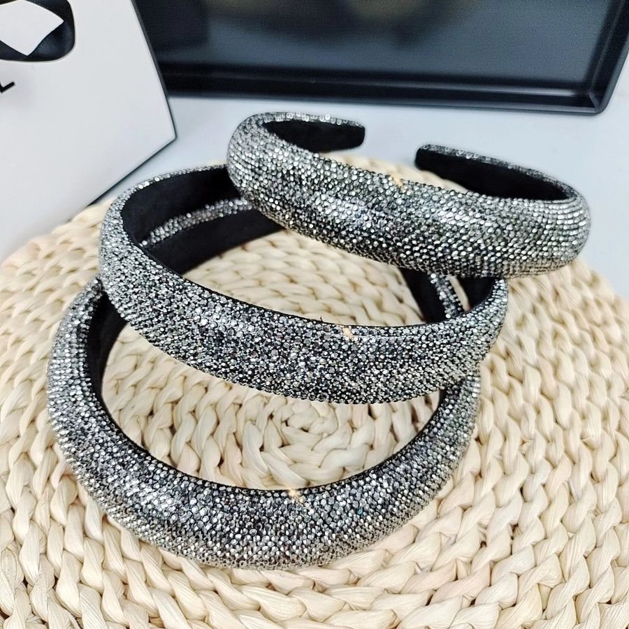 Women's Simple Style Classic Style Solid Color Alloy Rhinestone Inlay Hair Band