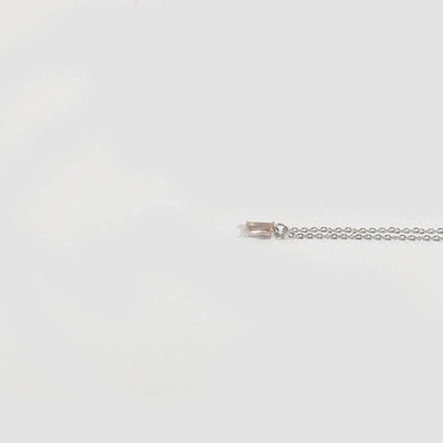 Copper 14K Gold Plated Inlay Rectangle Zircon Pendant Necklace