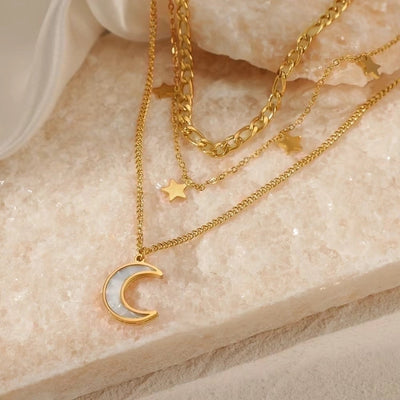 Jewelry French Style Simple Style Clouds Star Moon 304 Stainless Steel 18K Gold Plated Jewelry Set