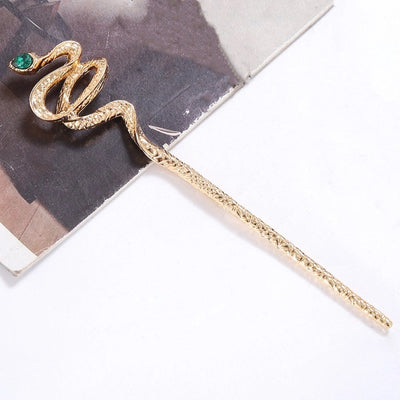 women's retro lady snake alloy plating inlay zircon hairpin