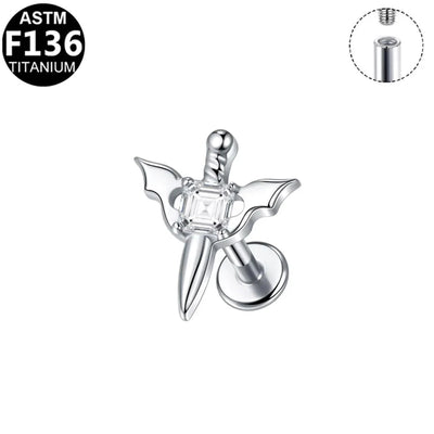 1 Piece Lip Rings Hip-Hop Rock Punk Spider Pure Titanium Titanium Alloy Zircon 14K Gold Plated White Gold Plated Lip Rings Ear Cartilage Rings & Studs