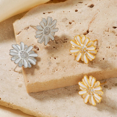 1 Pair Glam Pastoral Shiny Floral Inlay Copper Zircon K Gold Plated Rhodium Plated Ear Studs