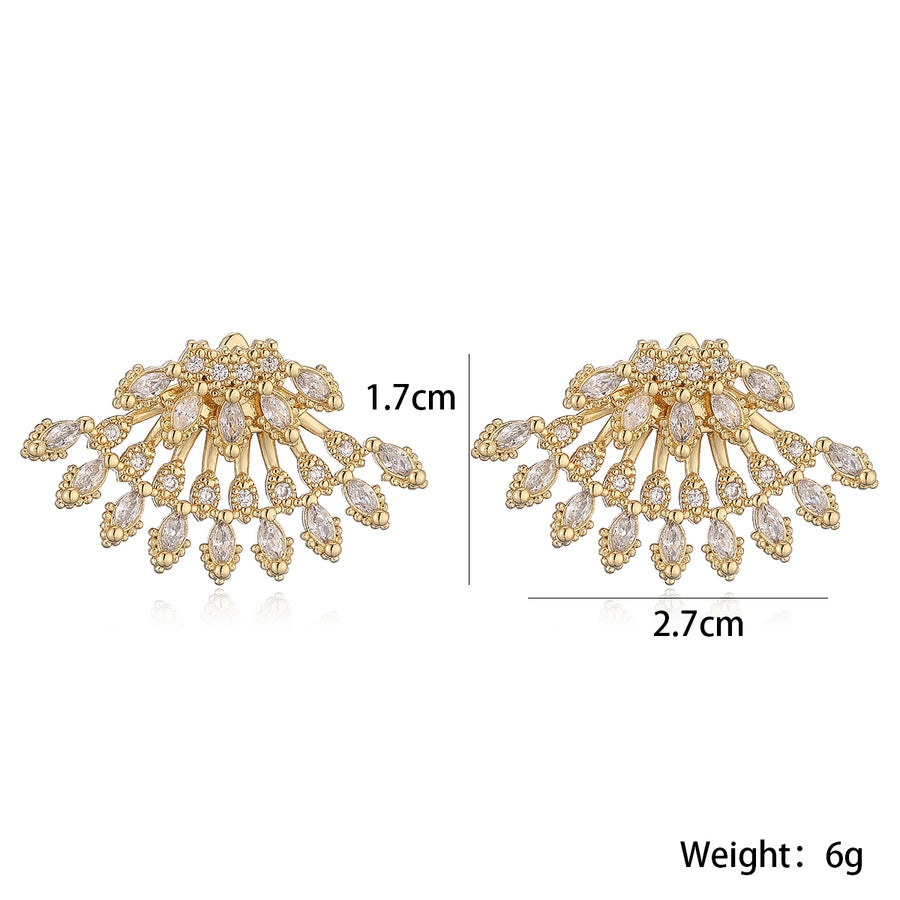 1 Pair Retro Simple Style Commute Butterfly Inlay Copper Zircon 18K Gold Plated Ear Studs