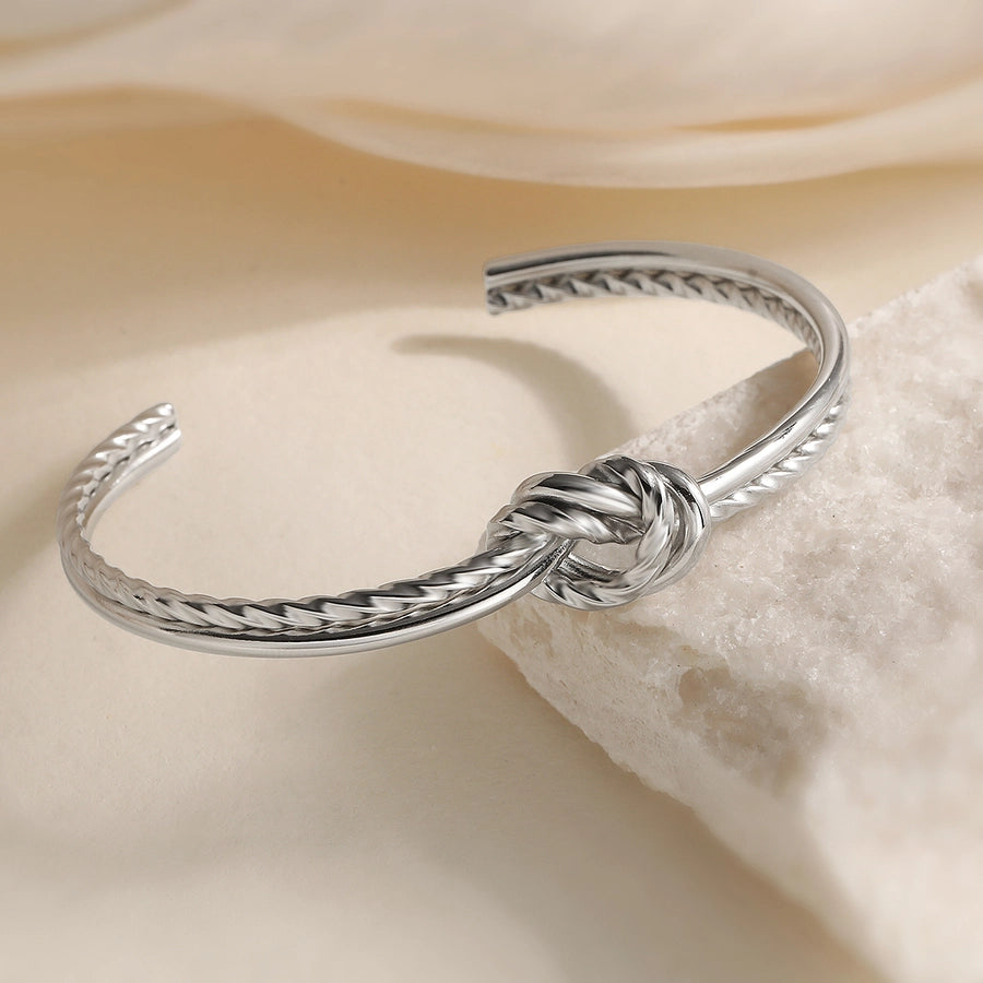 Retro Simple Style Commute Knot 304 Stainless Steel Cuff Bracelets In Bulk