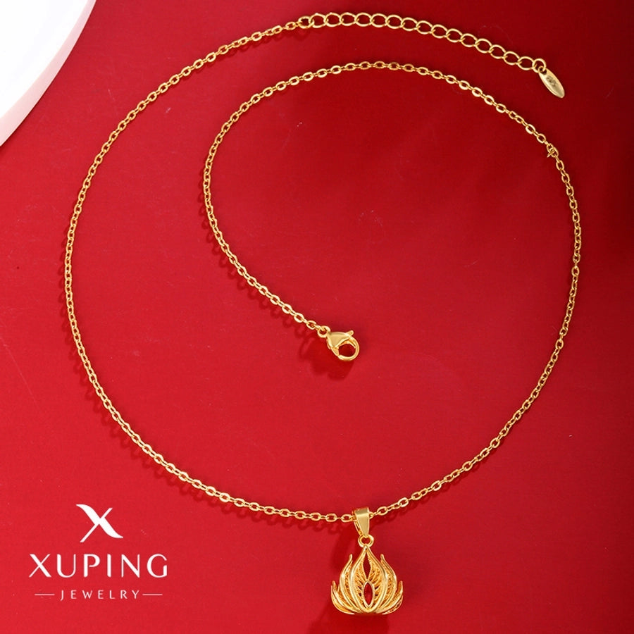 Jewelry Elegant Retro Flower 304 Stainless Steel Copper Zirconia 18K Gold Plated Plating Pendant Necklace