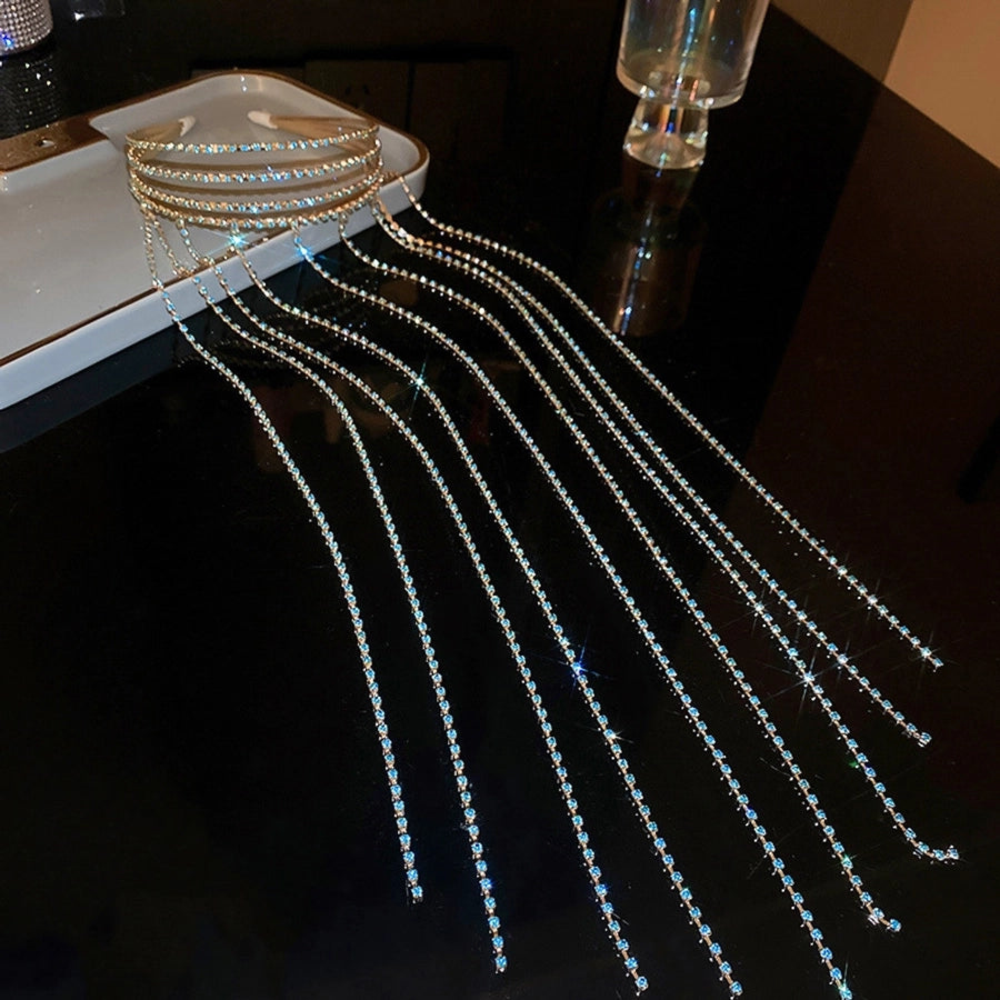 fashion geometric alloy tassel rhinestones hair band