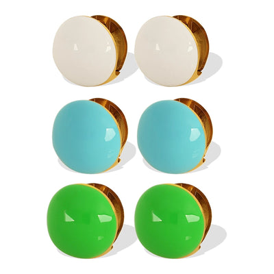 1 Pair IG Style Simple Style Round Enamel 304 Stainless Steel 18K Gold Plated Stainless Steel Earrings