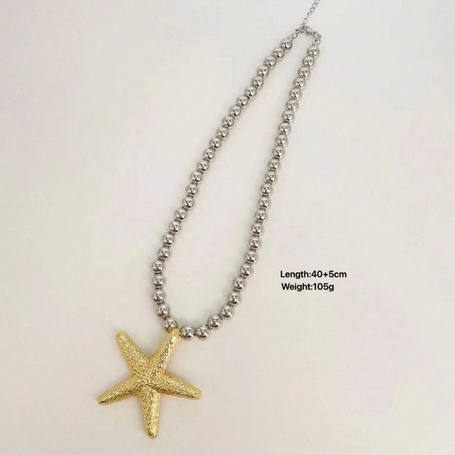 Marine Style Simple Style Starfish Conch Imitation Pearl Alloy  Pendant Necklace