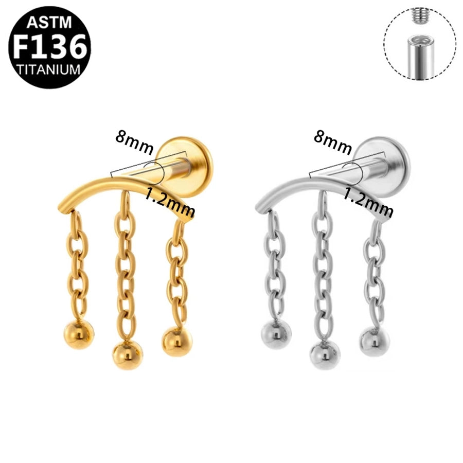 1 Piece Lip Rings Elegant Glam Ethnic Style Clouds Smile Face Wings 304 Stainless Steel Pure Titanium Titanium Alloy Tassel Zircon 14K Gold Plated White Gold Plated Lip Rings Ear Cartilage Rings & Studs