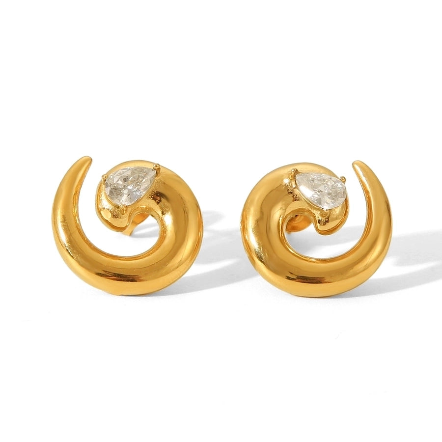 1 Pair IG Style French Style Heart Shape Bow Knot Thread 304 Stainless Steel Titanium Steel 18K Gold Plated Ear Studs