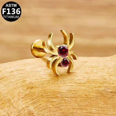 1 Piece Lip Rings Hip-Hop Rock Punk Spider Pure Titanium Titanium Alloy Zircon 14K Gold Plated White Gold Plated Lip Rings Ear Cartilage Rings & Studs