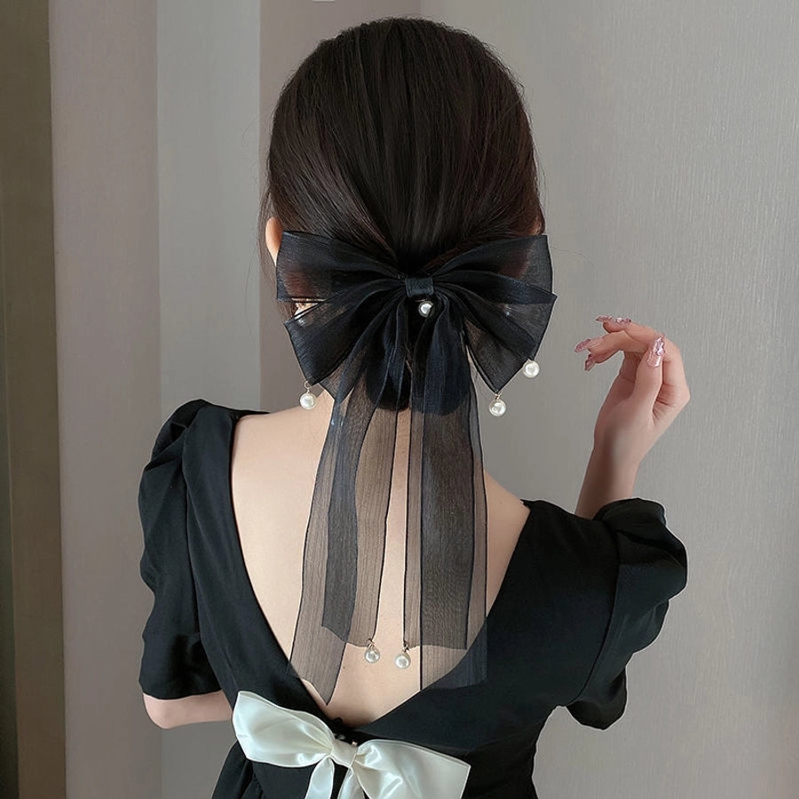 fashion bow knot cloth ribbon hair clip 1 piece