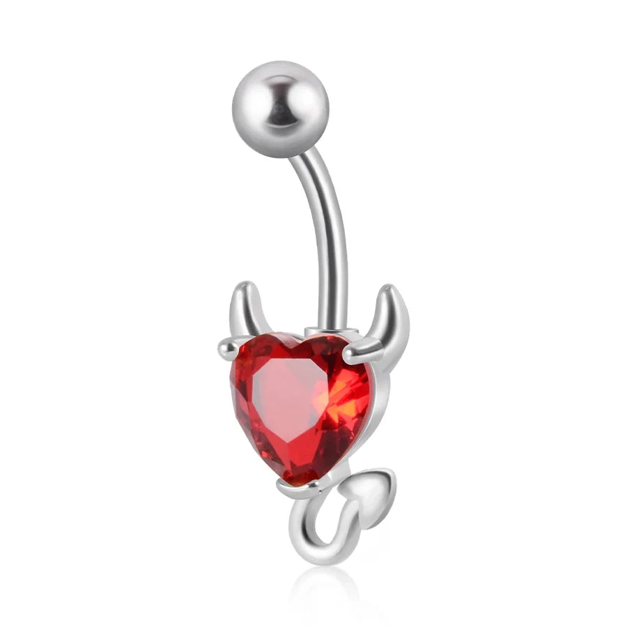 1 Piece Belly Rings IG Style Casual Cool Style Heart Shape 304 Stainless Steel Plating Zircon 18K Gold Plated