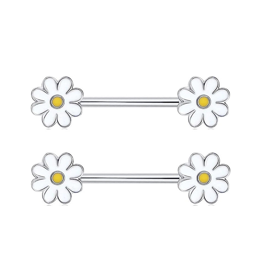 1 Pair Nipple Rings & Studs Hip-Hop Shiny Heart Shape Flower Butterfly 316L Stainless Steel  Copper Inlay Zircon Nipple Rings & Studs