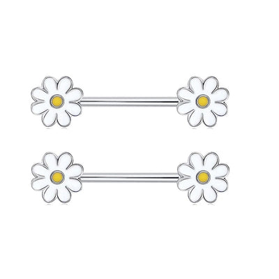 1 Pair Nipple Rings & Studs Hip-Hop Shiny Heart Shape Flower Butterfly 316L Stainless Steel  Copper Inlay Zircon Nipple Rings & Studs