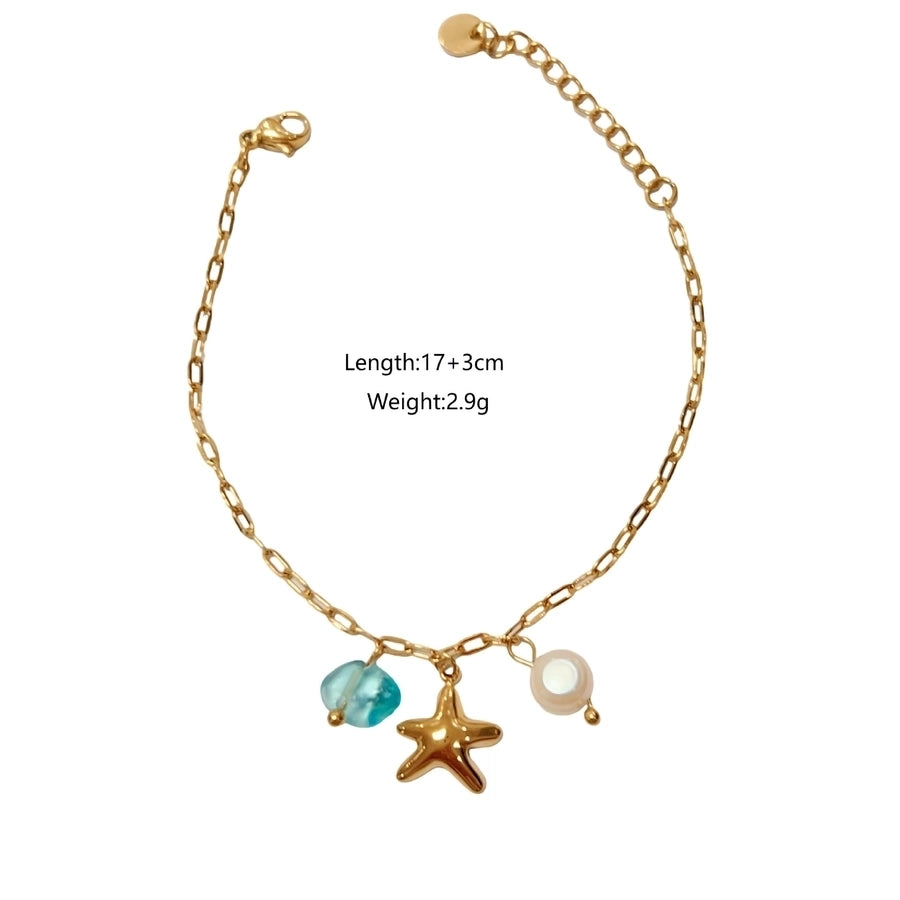 Modern Style Classic Style Love Starfish Heart Shape 304 Stainless Steel natural stone Bracelets In Bulk