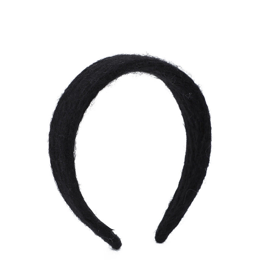 Autumn Winter Retro Plush Woven Headband Solid Color Wide-Brimmed Women's Headband Bangs Hair-Holding Hairpin Temperament Hair Ring