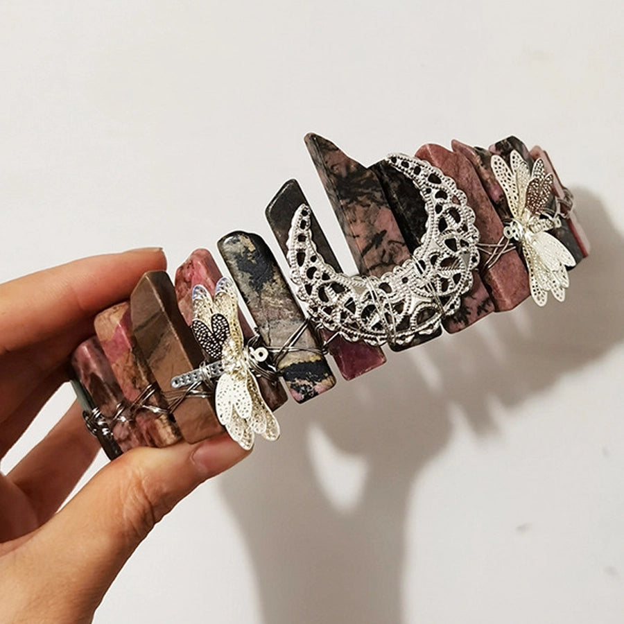 Women's Simple Style Commute Color Block Alloy Inlay Natural Stone Gem Crystal Crown