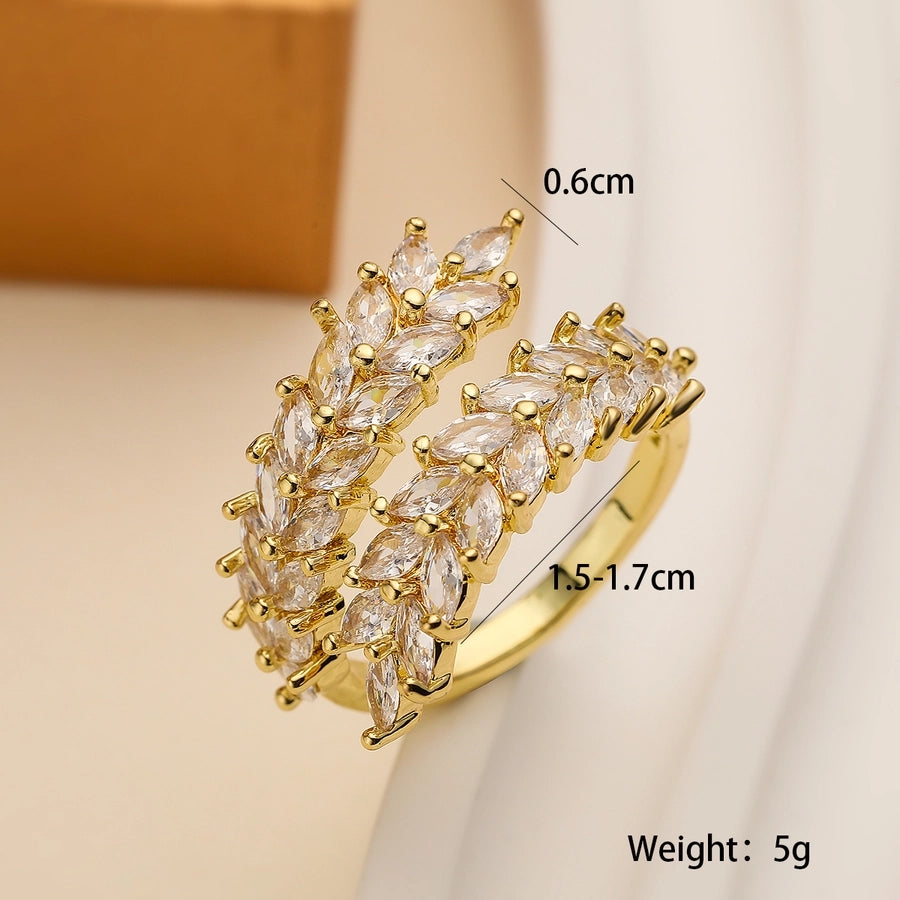 Copper Plating Inlay Geometric Star Heart Shape Zircon Open Rings