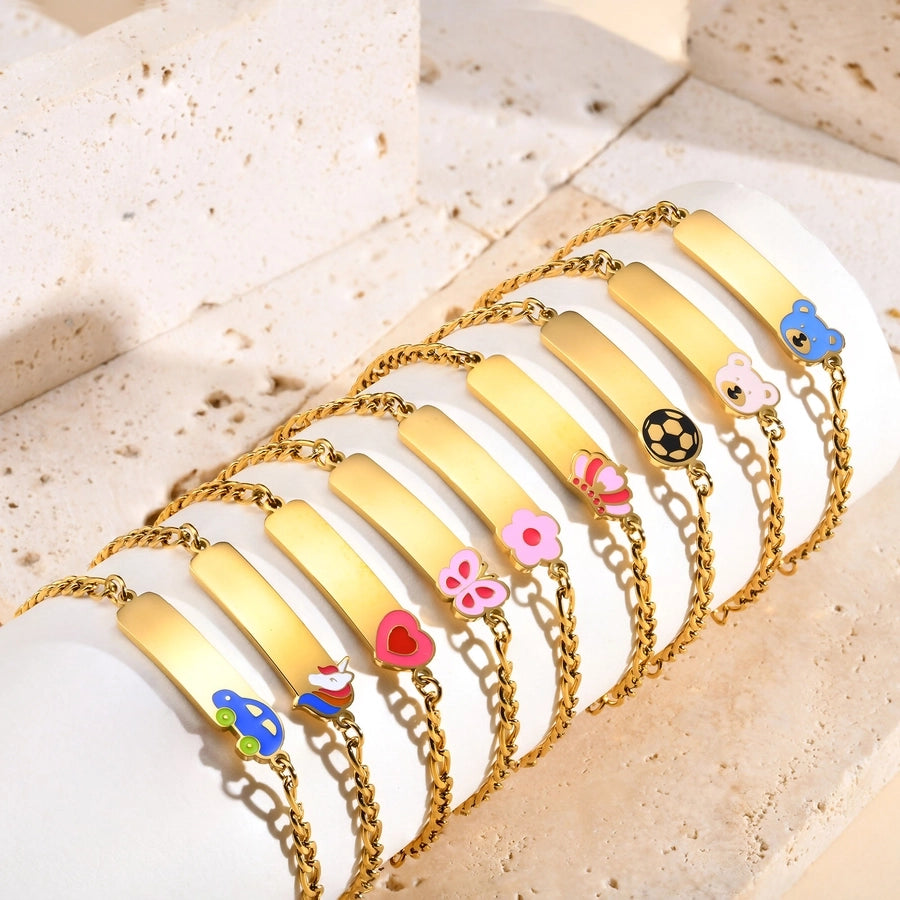 Basic Car Heart Shape Crown 304 Stainless Steel 18K Gold Plated Bracelets In Bulk