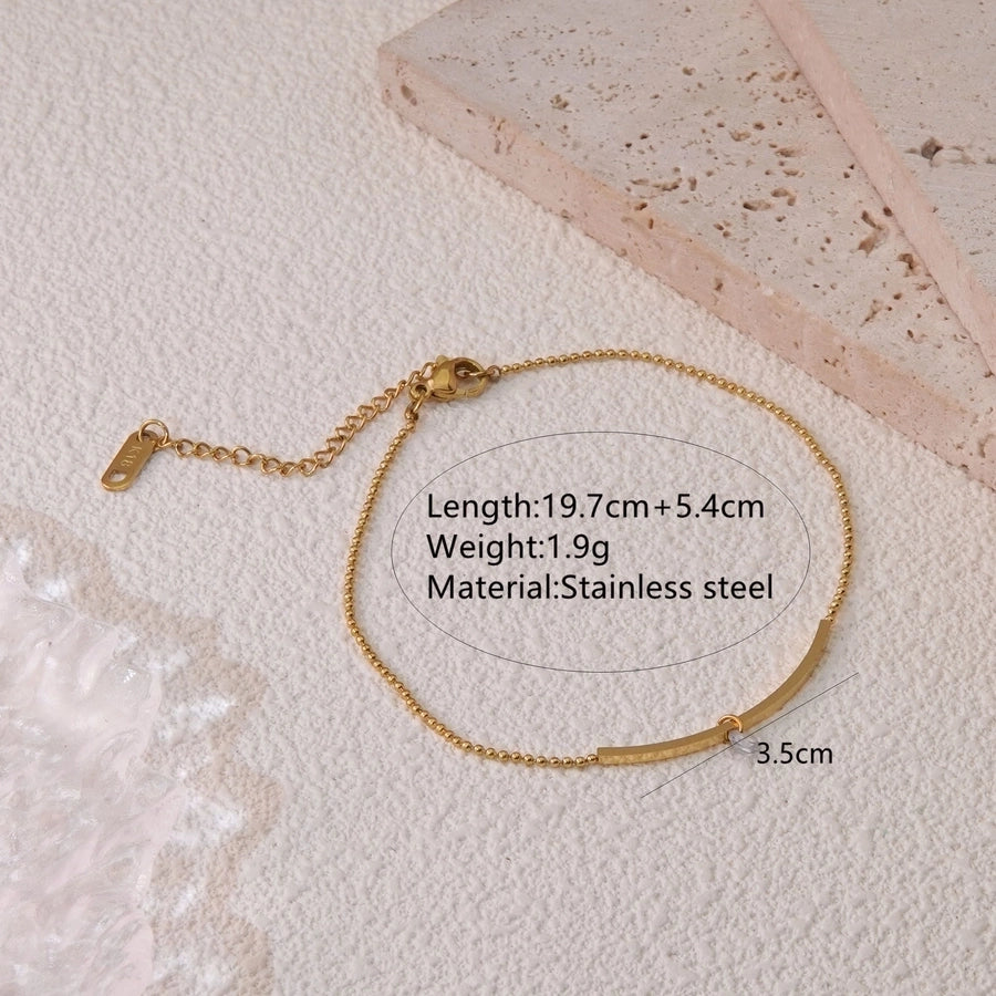 Jewelry Hawaiian French Style IG Style Solid Color 304 Stainless Steel 18K Gold Plated Plating Bracelets Anklet Jewelry Set