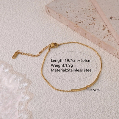 Jewelry Hawaiian French Style IG Style Solid Color 304 Stainless Steel 18K Gold Plated Plating Bracelets Anklet Jewelry Set