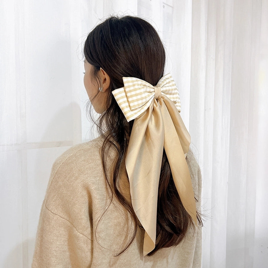 Sweet Plaid Bow Knot Cloth Hair Clip 1 Piece